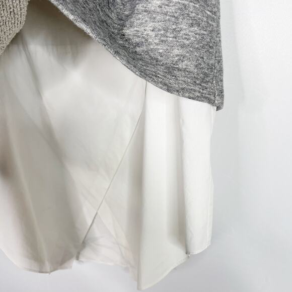 Derek Lam 10 Crosby Large L Gray White Wool Cotton Tiered Layered Tank Top Split - Picture 5 of 9